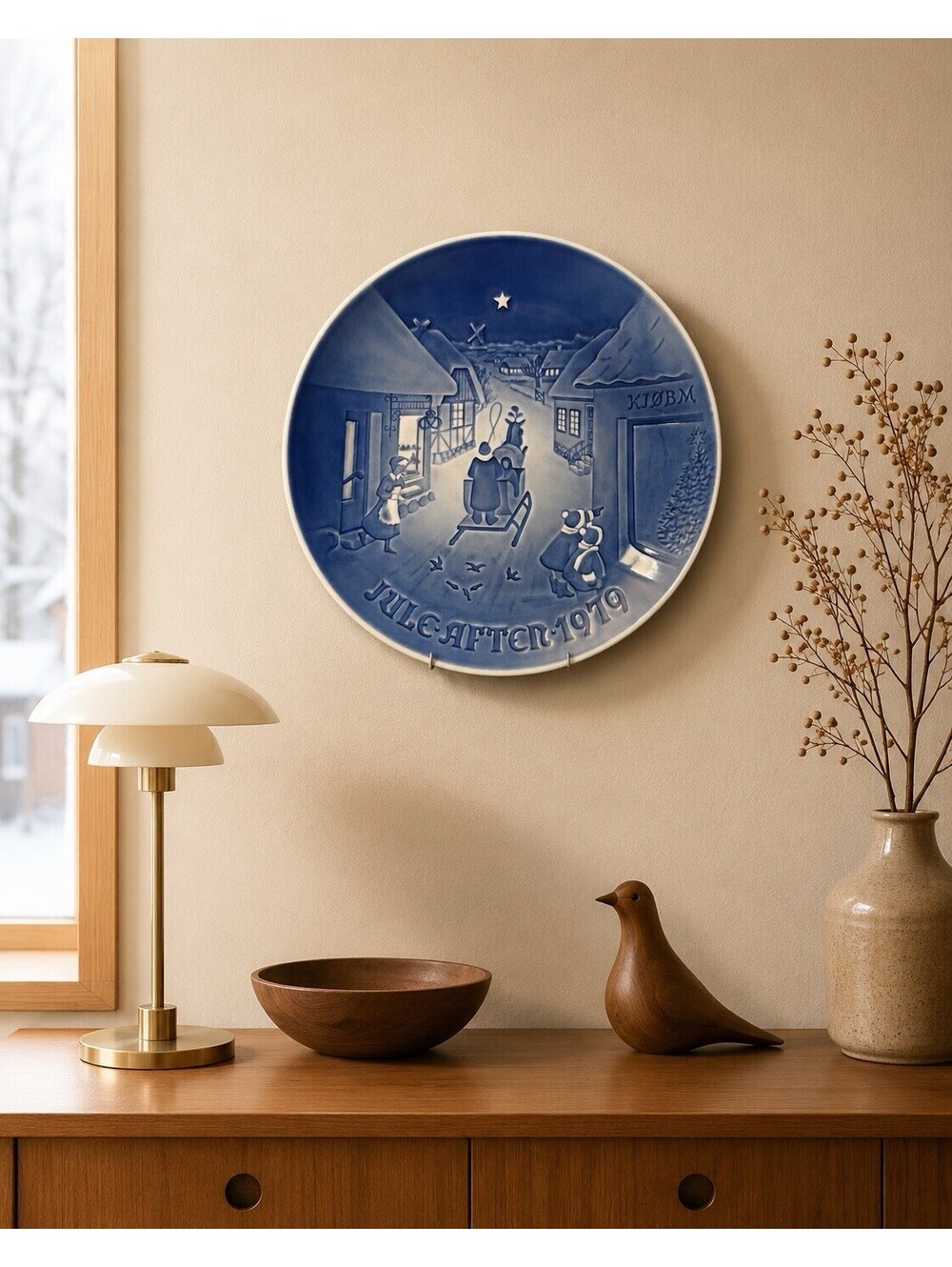 Bing & Grondahl 1979 Christmas Collector Plate White Christmas Blue White, 7”